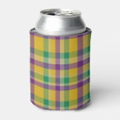 Kleurrijke Mardi Gras gingham patterned Blikjeskoeler (Blikje Voorkant)