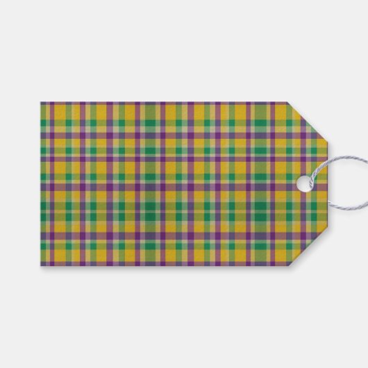 Kleurrijke Mardi Gras gingham patterned Cadeaulabel (Voorkant (Horizontaal))