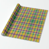 Kleurrijke Mardi Gras gingham patterned Cadeaupapier (Uitgerold)