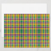 Kleurrijke Mardi Gras gingham patterned Feestdagenkaart (Voorkant / Achterkant)