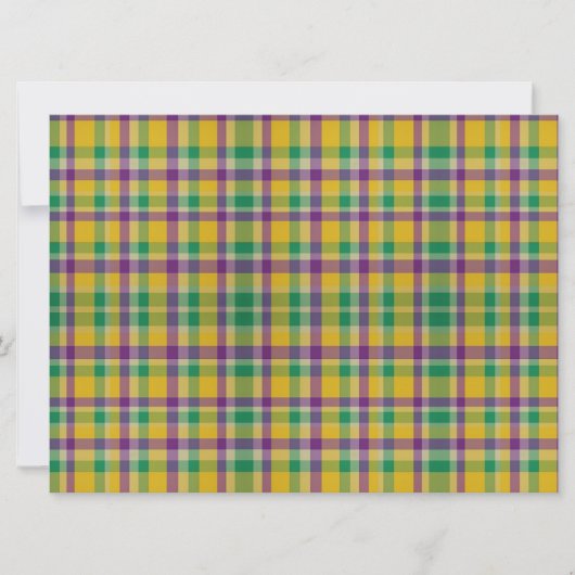 Kleurrijke Mardi Gras gingham patterned Feestdagenkaart (Voorkant)