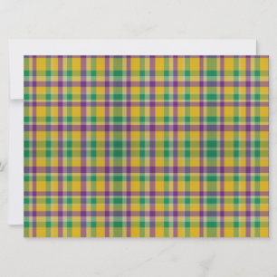 Kleurrijke Mardi Gras gingham patterned Feestdagenkaart