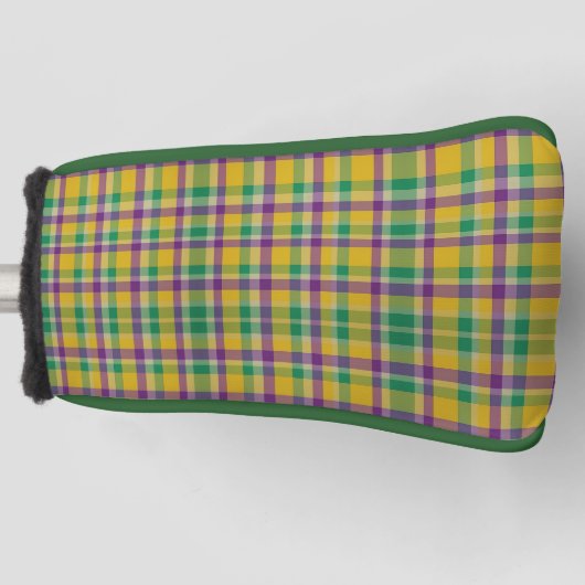 Kleurrijke Mardi Gras gingham patterned Golfheadcover (Voorkant)