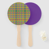 Kleurrijke Mardi Gras gingham patterned Handwaaier (Voorkant en achterkant)