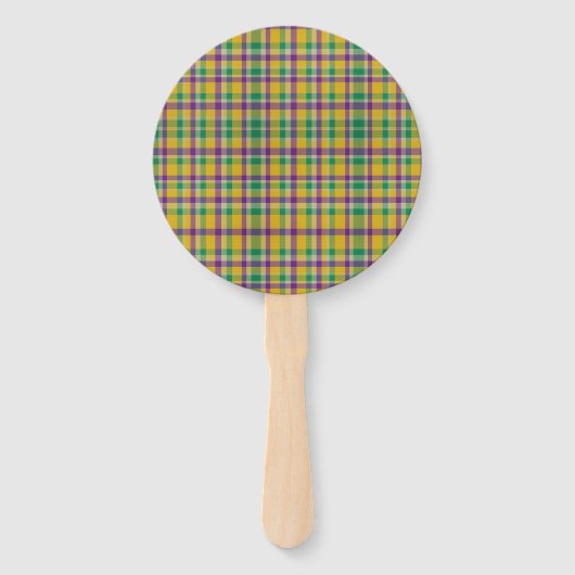 Kleurrijke Mardi Gras gingham patterned Handwaaier (Voorkant)