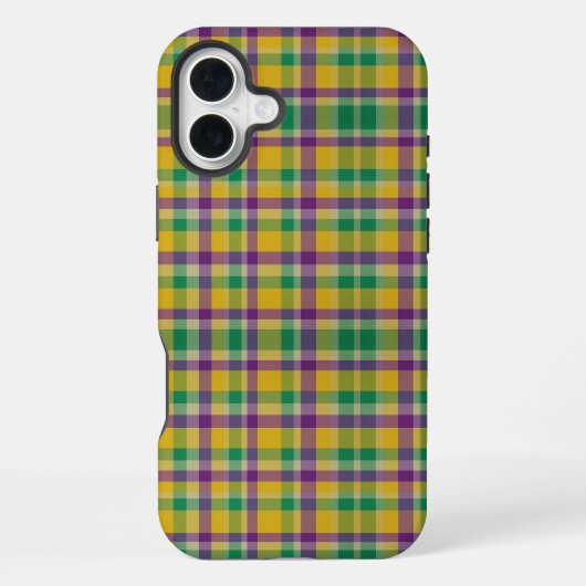 Kleurrijke Mardi Gras gingham patterned iPhone Hoesje (Achterkant)