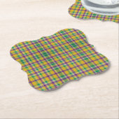 Kleurrijke Mardi Gras gingham patterned Kartonnen Onderzetters (Gekanteld)