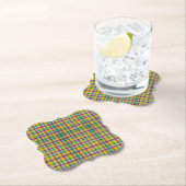 Kleurrijke Mardi Gras gingham patterned Kartonnen Onderzetters (Insitu)