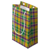 Kleurrijke Mardi Gras gingham patterned Klein Cadeauzakje (Voorkant Gekanteld)
