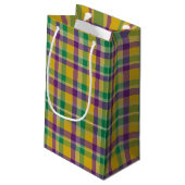 Kleurrijke Mardi Gras gingham patterned Klein Cadeauzakje (Achterkant Gekanteld)