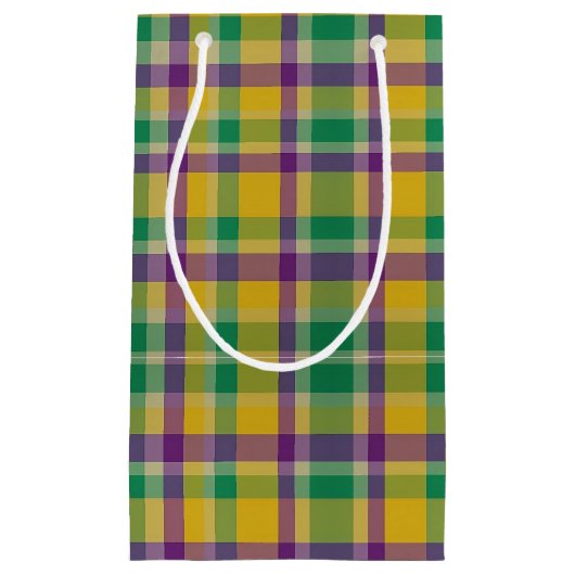 Kleurrijke Mardi Gras gingham patterned Klein Cadeauzakje (Voorkant)