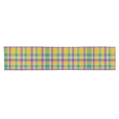 Kleurrijke Mardi Gras gingham patterned Korte Tafelloper (Horizontaal)