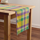 Kleurrijke Mardi Gras gingham patterned Korte Tafelloper (Voorbeeld)