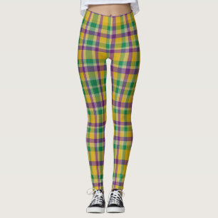 Kleurrijke Mardi Gras gingham patterned Leggings