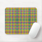 Kleurrijke Mardi Gras gingham patterned Muismat (Met muis)