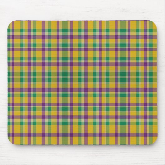 Kleurrijke Mardi Gras gingham patterned Muismat (Voorkant)