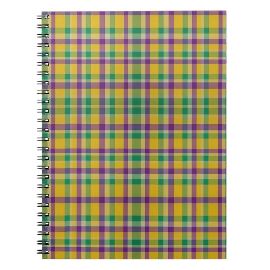 Kleurrijke Mardi Gras gingham patterned Notitieboek (Voorkant)