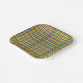 Kleurrijke Mardi Gras gingham patterned Papieren Bordje (Gebogen)
