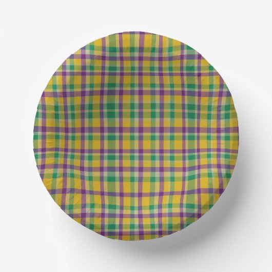 Kleurrijke Mardi Gras gingham patterned Papieren Kommen (Voorkant)