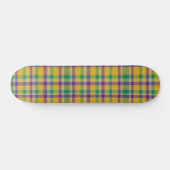 Kleurrijke Mardi Gras gingham patterned Persoonlijk Skateboard (Horizontaal)