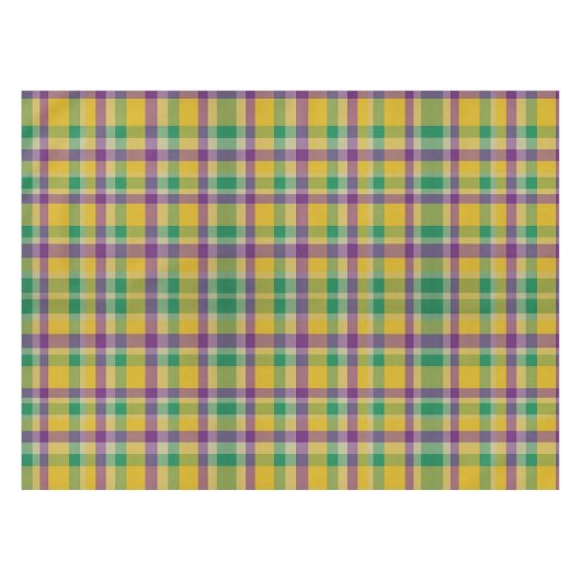 Kleurrijke Mardi Gras gingham patterned Tafelkleed (Voorkant (Horizontaal))