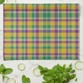 Kleurrijke Mardi Gras gingham patterned Theedoek (Gevouwen)