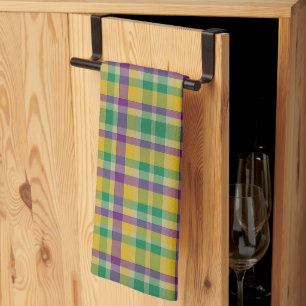 Kleurrijke Mardi Gras gingham patterned Theedoek