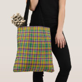 Kleurrijke Mardi Gras gingham patterned Tote Bag (Dichtbij)