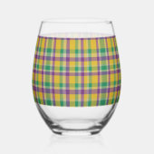 Kleurrijke Mardi Gras gingham patterned Wijnglas Zonder Voet (Achterkant)