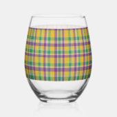 Kleurrijke Mardi Gras gingham patterned Wijnglas Zonder Voet (Rechts)