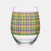 Kleurrijke Mardi Gras gingham patterned Wijnglas Zonder Voet (Links)