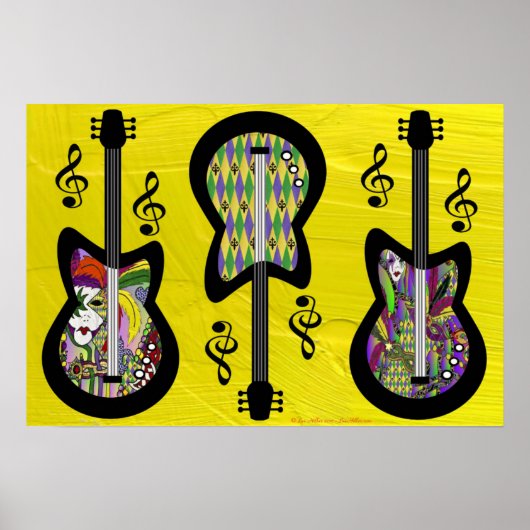 Kleurrijke Mardi Gras Gitaren Poster (Voorkant)