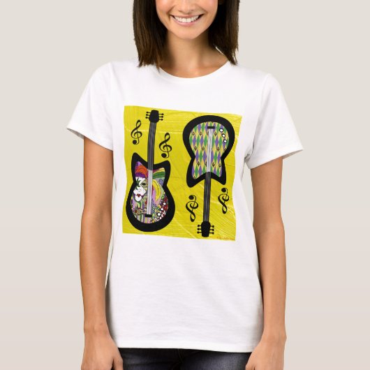 Kleurrijke Mardi Gras Gitaren T-shirt (Voorkant)