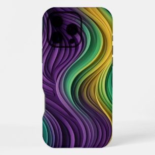 Kleurrijke Mardi Gras golf patterend iPhone 16 Pro Max Hoesje