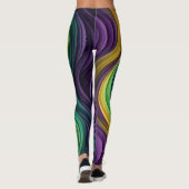 Kleurrijke Mardi Gras golf patterend Leggings (Achterkant)