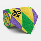 Kleurrijke Mardi Gras Harlequin Fleur De Lis Stropdas (Opgerold)