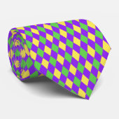 Kleurrijke Mardi Gras Kleuren Harlekijnpatroon Stropdas (Opgerold)