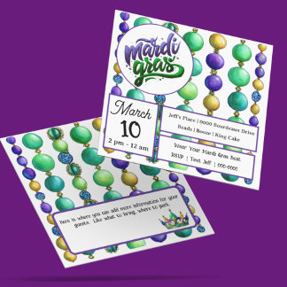 Kleurrijke Mardi Gras-kralenkettingen Kaart