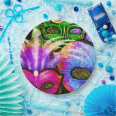 Kleurrijke Mardi Gras maskeert papieren Borden Papieren Bordje (Feest)