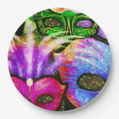 Kleurrijke Mardi Gras maskeert papieren Borden Papieren Bordje (Voorkant)