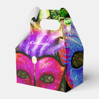 Kleurrijke Mardi Gras Maskers Gable Favor Box Bedankdoosjes
