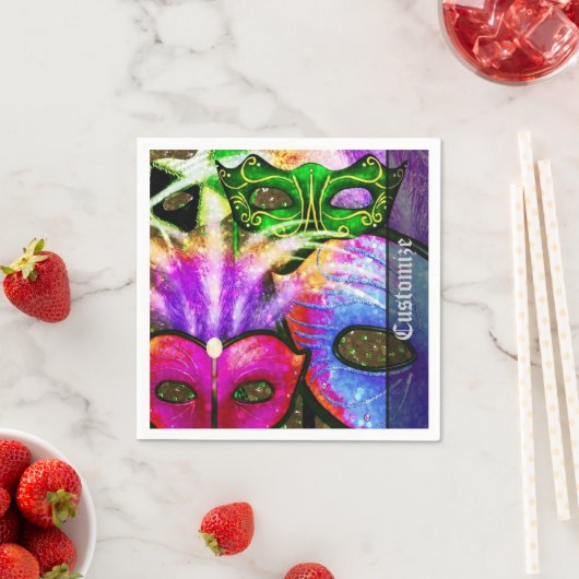 Kleurrijke Mardi Gras Maskers Servetten (Insitu)