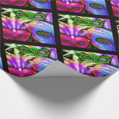Kleurrijke Mardi Gras Maskers Wrapping Paper Cadeaupapier (Hoek)