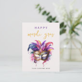 Kleurrijke Mardi Gras Masquerade Business Briefkaart (Staand voorkant)