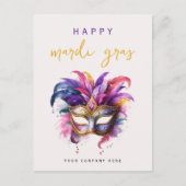 Kleurrijke Mardi Gras Masquerade Business Briefkaart (Voorkant)