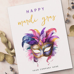 Kleurrijke Mardi Gras Masquerade Business Briefkaart