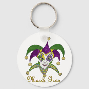 Kleurrijke Mardi Gras Narren Masker Sleutelhanger
