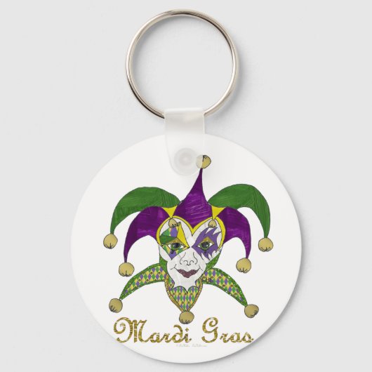 Kleurrijke Mardi Gras Narren Masker Sleutelhanger (Voorkant)