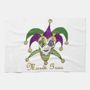 Kleurrijke Mardi Gras Narren Masker Theedoek