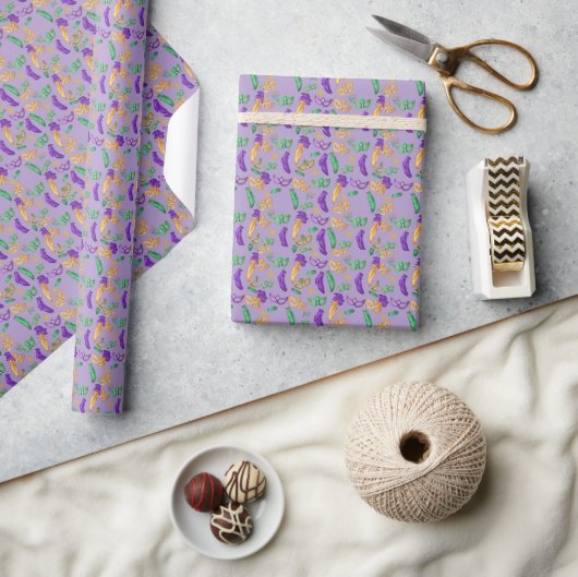Kleurrijke Mardi Gras patterned Cadeaupapier (Crafts)